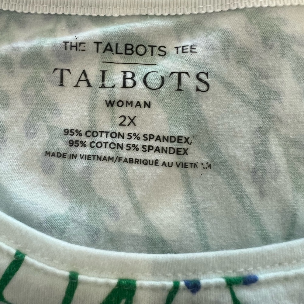 Talbots 2X White Floral Vine Short Sleeve Tee - Picture 4 of 7